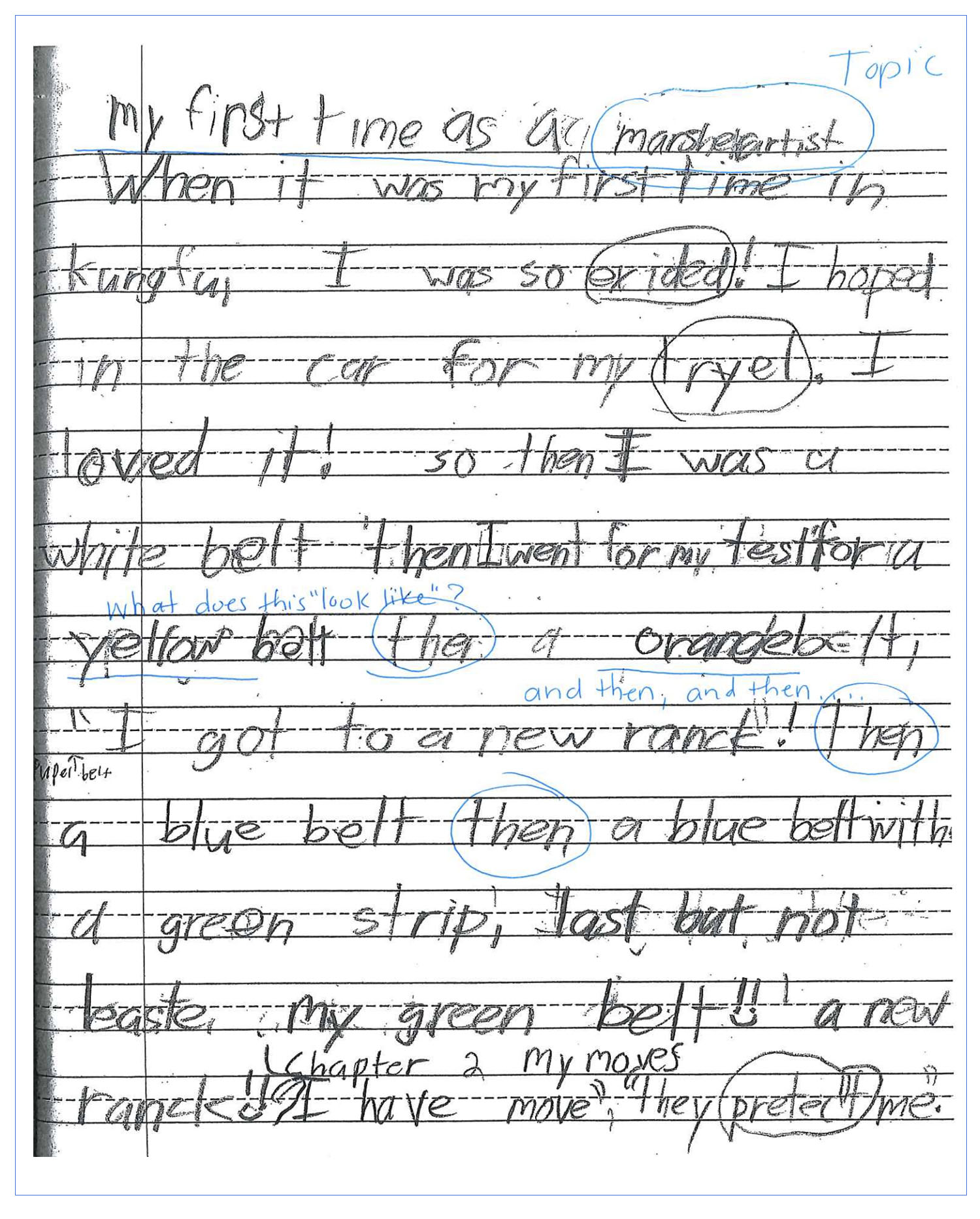 Student samples prescriptive feedback